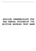 APPLIED PHARMACOLOGY FOR THE DENTAL HYGIENIST 7TH EDITION HAVELES TEST BANK