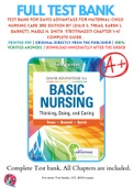 Test Bank For Davis Advantage for Maternal-Child Nursing Care 3rd Edition By Leslie S. Treas; Karen L. Barnett; Mable H. Smith  9781719642071 Chapter 1-41 Complete Guide .