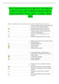 TEST BANK-POLIT & BECK CANADIAN ESSENTIALS OF NURSING RESEARCH 4TH EDITION WOO-100&percnt; Verified -2023-2024