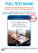 Test Bank For Legal Research and Writing for Paralegals 9th Edition by Deborah E. Bouchoux 9781543801637 Chapter 1-19 Complete Guide.