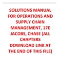 SOLUTIONS MANUAL FOR OPERATIONS AND SUPPLY CHAIN MANAGEMENT, 17E JACOBS, CHASE