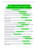 U&period;S&period; CONSTITUTION STUDY GUIDE QUESTIONS WITH CORRECT ANSWERS