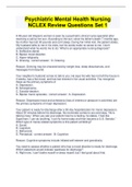 Psychiatric Mental Health Nursing NCLEX Review Questions Set 1&lpar;A&plus; graded 100&percnt; verified latest update&rpar;