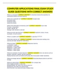 COMPUTER APPLICATIONS FINAL EXAM STUDY GUIDE QUESTIONS WITH CORRECT ANSWERS