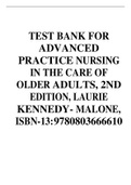 TEST BANK FOR ADVANCED PRACTICE NURSING IN THE CARE OF OLDER ADULTS 1ST EDITION KENNEDYMALONE