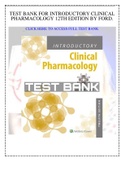 TEST BANK FOR INTRODUCTORY CLINICAL PHARMACOLOGY 12TH EDITION BY FORD&period;
