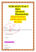 NURS 6521N Week 7 Quiz: Advanced Pharmacology (Detail Solutions and Resources for the Test)