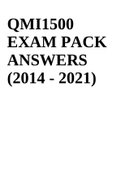 QMI1500 EXAM PACK ANSWERS (2014 - 2021) 
