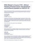 WGU Master's Course C701 - Ethical Hacking &lpar;Practice Exam 124 Questions and Answers&rpar;&semi;Updated on 2023-01-16