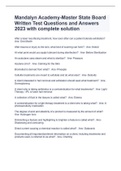 Mandalyn Academy-Master State Board Written Test Questions and Answers 2023 with complete solution