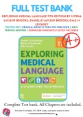 Test Bank for Exploring Medical Language 11th Edition by Myrna LaFleur Brooks; Danielle LaFleur Brooks; Dale M Levinsky Chapter 1-16 Complete Guide