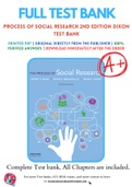 Test Bank for The Process of Social Research 2nd Edition by Jeffrey C&period; Dixon&semi; Royce A&period; Singleton&comma; Jr&period;&semi; Bruce C&period; Straits Chapter 1-14 Complete Guide