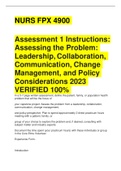 NURS FPX 4900 Assessment 1 Instructions: Assessing the Problem: Leadership, Collaboration, Communication, Change Management, and Policy Considerations 2023 VERIFIED