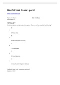 BIO 251 Unit Exam 1 Part 1 - Questions and Answers