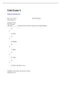 BIO 251 Unit Exam 3 - Questions and Answers	