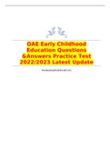 OAE Early Childhood Education Questions &Answers Practice Test 2022/2023 Latest Update