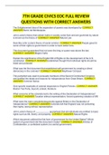 7TH GRADE CIVICS EOC FULL REVIEW QUESTIONS WITH CORRECT ANSWERS