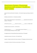 Respiratory System&comma; Physiology&period; Questions with answers&period; Graded A&plus;&period; latest update&period;