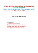 ATI RN Nutrition Exam 6 New Latest Versions, 2021-2024 update ATI RN Proctored Nutrition Exam, Already high rated  document, 100% Verified & Correct