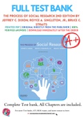 Test Bank for The Process of Social Research 2nd Edition by Jeffrey C. Dixon; Royce A. Singleton, Jr.; Bruce C. Straits Chapter 1-14 Complete Guide