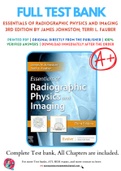 Test Bank for Essentials of Radiographic Physics and Imaging 3rd Edition by James Johnston; Terri L. Fauber Chapter 1-17 Complete Guide