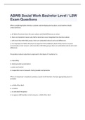 ASWB Social Work Bachelor Level / LSW Exam Questions and answers 2023