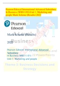 Pearson Edexcel International Advanced Subsidiary In Business (WBS11/01)Unit 1: Marketing and people Mark Scheme (Results) 2022