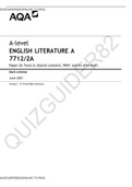 A-level ENGLISH LITERATURE A 7712/2A Paper 2A Texts in shared contexts: WW1 and its aftermath[DOWNLOAD TO PASS]