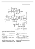 Crossword Puzzle: Human Body System and Health Unit