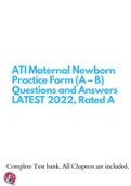 ATI Maternal Newborn Practice Form (A – B) Questions and Answers LATEST 2022, Rated A