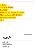 A-level GEOGRAPHY PAPER 1 PHYSICAL GEOGRAPHY Mark scheme JUNE 2022 Specimen material v1&period;1