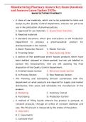 Manufacturing Pharmacy Answer Key Exam Questions and Answers Latest Update 2023a