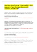 Hesi Nursing Critical Thinking 2021-2022 Approved questions and accurate answers&period; Graded A&plus;