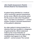 vSim Health Assessment | Rashid Ahmed (Head-to-Toe Assessment) with correct answers