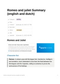 Samenvatting van Romeo en Juliet in het Engels en Nederlands