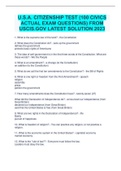U&period;S&period;A&period; CITIZENSHIP TEST &lpar;100 CIVICS ACTUAL EXAM QUESTIONS&rpar; FROM USCIS&period;GOV LATEST SOLUTION 2023