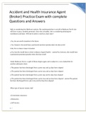 Accident and Health Insurance Agent (Broker) Practice Exam with complete Questions and Answers