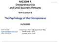 The Psychology of the Entrepreneur