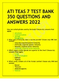 ATI TEAS 7 TEST BANK 350 QUESTIONS AND ANSWERS 2023.GRADED A+.