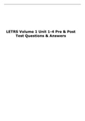 LETRS Volume 1 Unit 1-4 Pre & Post Test Questions & Answers