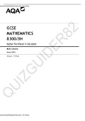 GCSE MATHEMATICS 8300/3H Higher Tier Paper 3 Calculator[DOWNLOAD TO PASS]