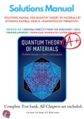 Solutions Manual For Quantum Theory of Materials By Efthimios Kaxiras; John D. Joannopoulos 9780521117111 .