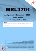 MRL3701 Assignment 1 Semester 1 2023 