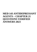 MED 143 ANTIDEPRESSANT AGENTS – CHAPTER 21 QUESTIONS VERIFIED ANSWERS 2023