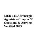 MED 143 Adrenergic Agonists – Chapter 30 Questions & Answers Verified 2023