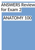 ANSWERS Review for Exam 2 anatomy 100