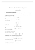 Summary of Partial Differnetial Equations