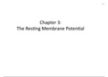 PSIO241 Elementary Physiology - Chapter 3 Resting Membrane Potential - Class Notes for Exam 1 