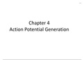 PSIO241 Elementary Physiology - Exam 1 Class Notes - Chapter 4 (Action Potential Generation)