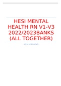 HESI MENTAL HEALTH RN V1-V3 2022/2023BANKS (ALL TOGETHER)